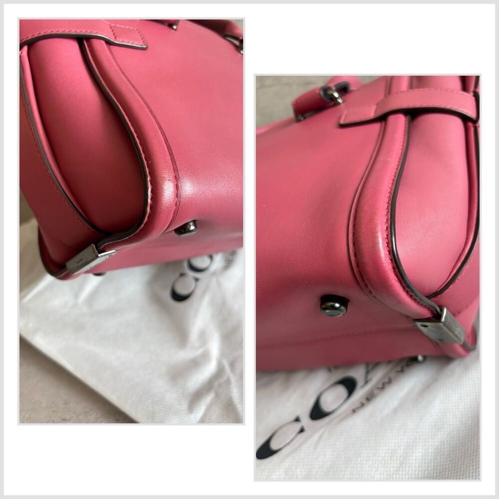 Authentic Coach Swagger 27 Pink Top Handle Leather Satchel Handbag Crossbody Bag - Picture 5 of 6